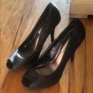 Steve Madden black glitter heels